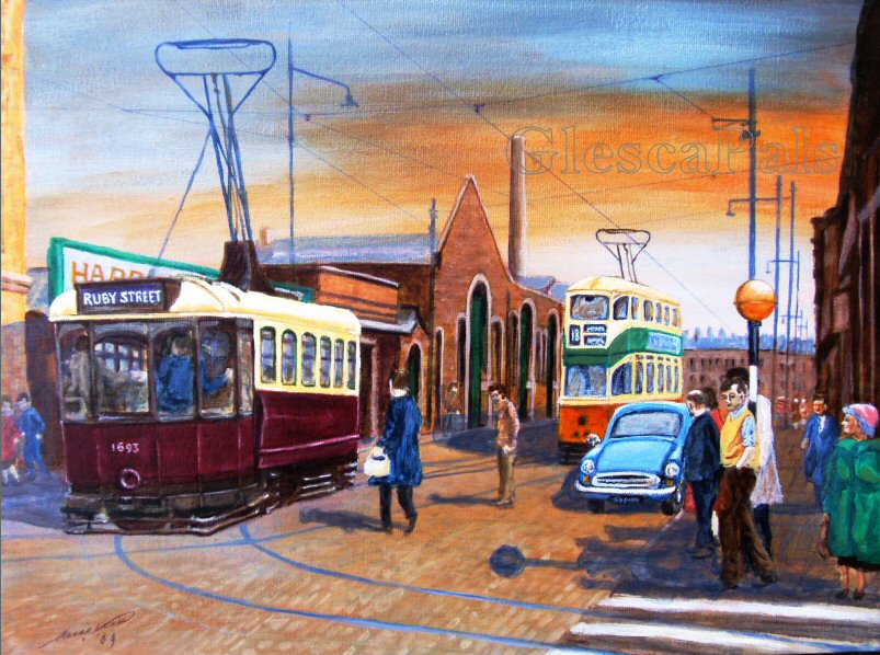 ruby st tram depot painting by glesca artist